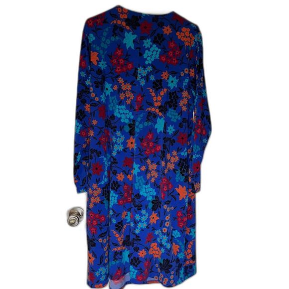 Chaps Women's Modern Boho Dressy Businesswear Blue Floral Faux Wrap Dress 20W - Picture 6 of 6